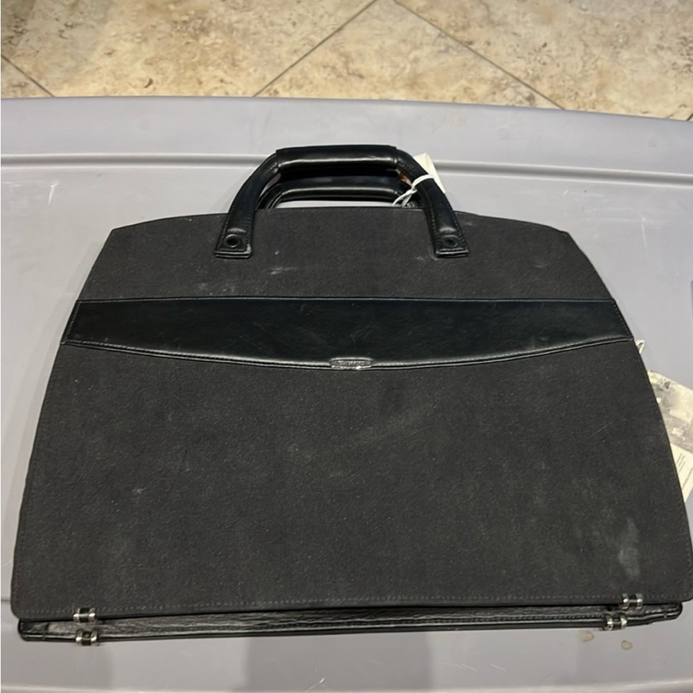 Waterford Black Canvas and Leather Men's Briefcase